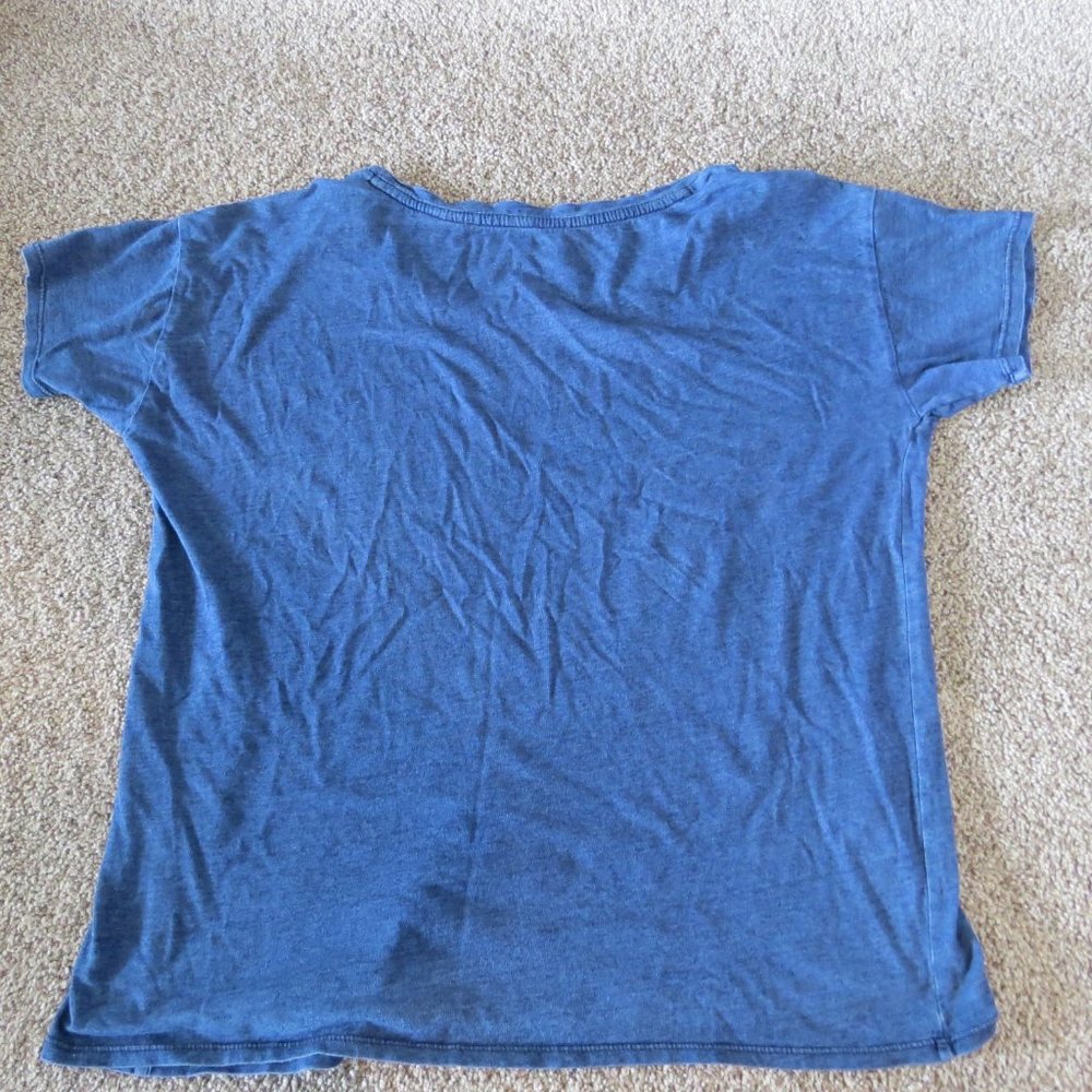 LUCKY BRAND BLUE EMBROIDERED BOHOMIAN STYLE TSHIRT SIZE LARGE #203 - Picture 5 of 5